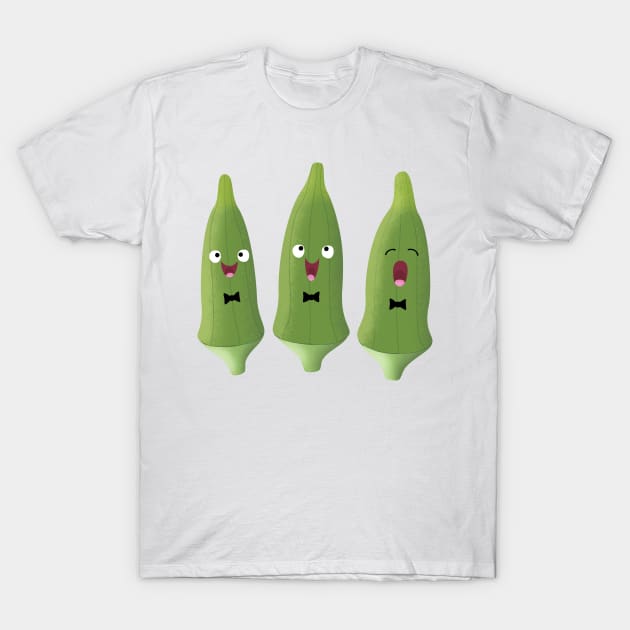 Cute singing okra vegetable cartoon T-Shirt by FrogFactory